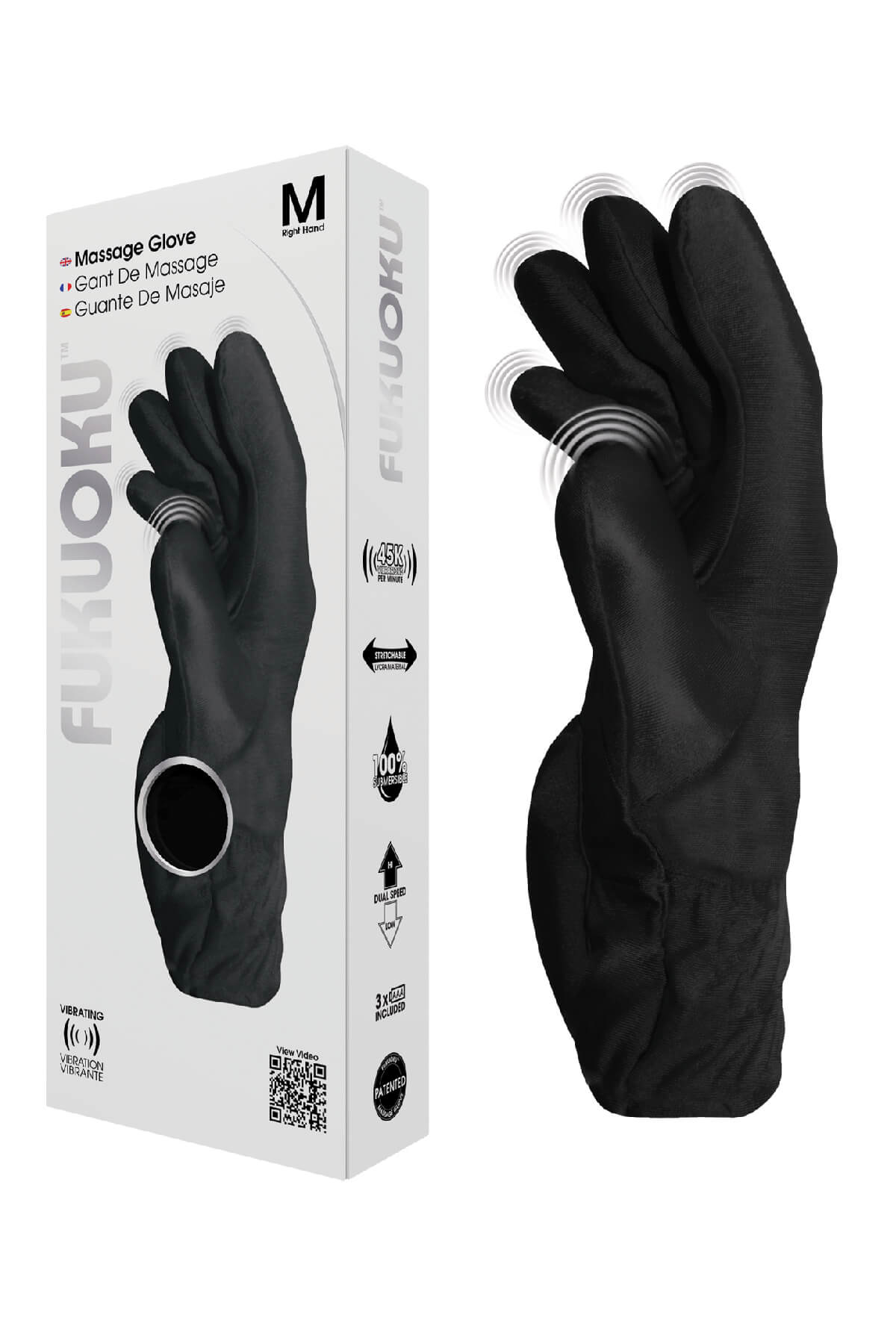 Fukuoku Massage Handschuh rechts, schwarz